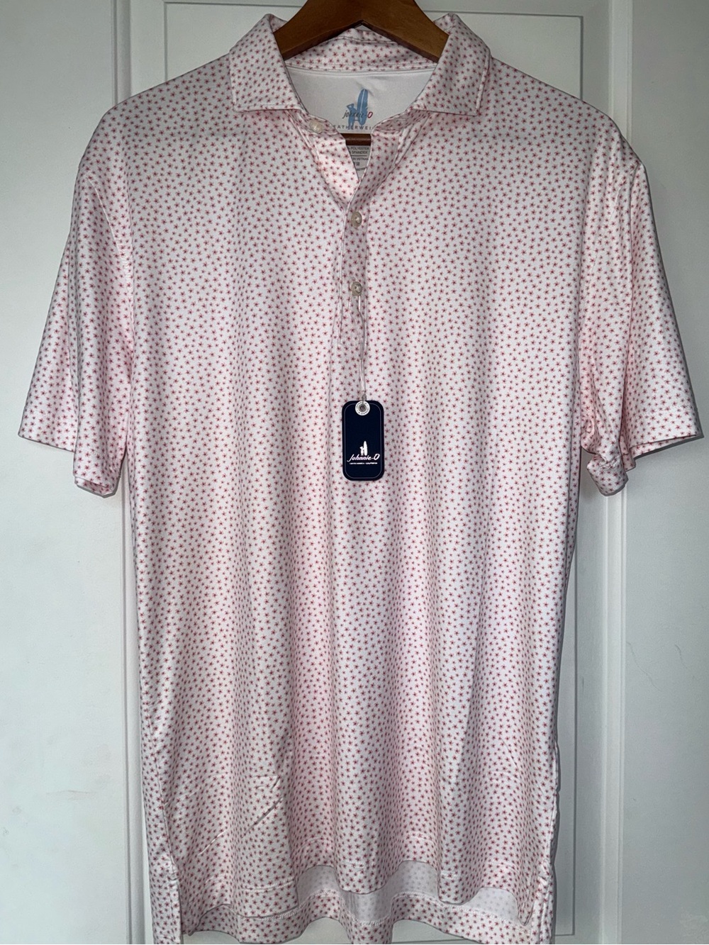 johnnie-O "Plumeria" Featherweight Performance Polo in Azalea Micro-Floral - NWT